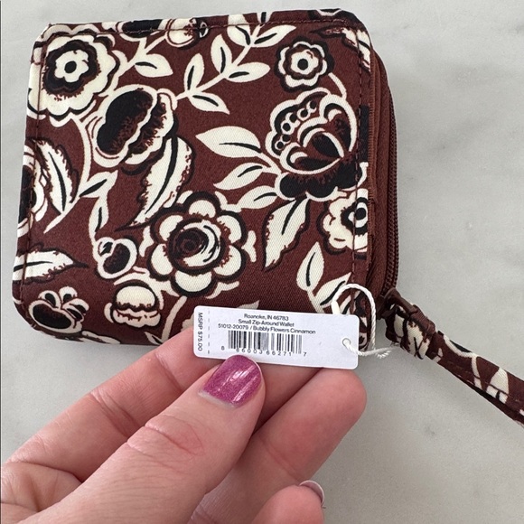 Vera Bradley Small Zip-Around Wallet in Bubbly Flowers Cinnamon - Picture 6 of 7